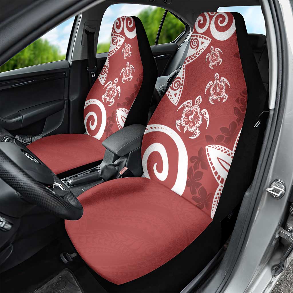 Polynesia Car Seat Cover Red Tribal Turtle Floral Pattern LT05 - Polynesian Pride