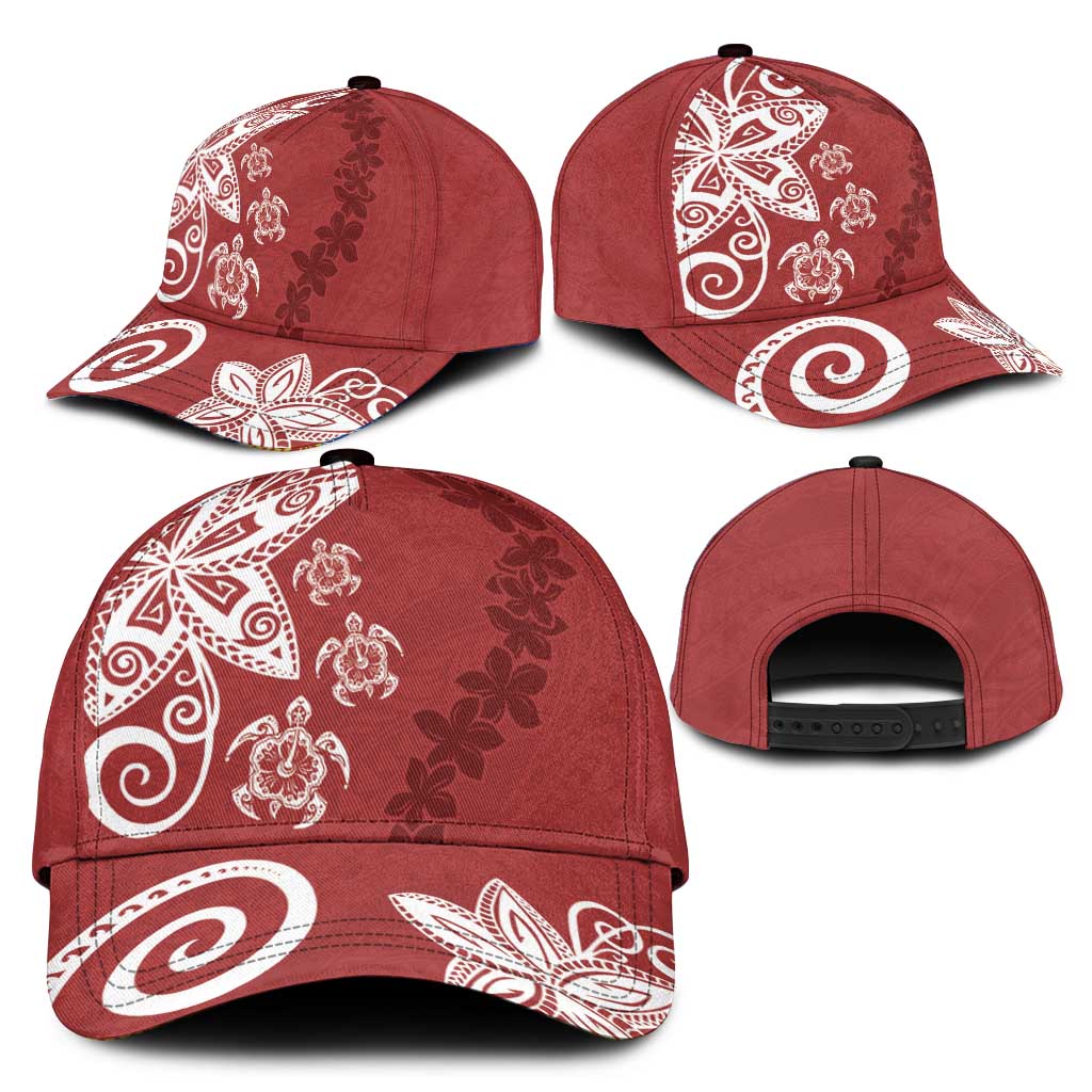 Polynesia Classic Cap Red Tribal Turtle Floral Pattern LT05 - Polynesian Pride