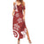 Polynesia Family Matching Summer Maxi Dress and Hawaiian Shirt Red Tribal Turtle Floral Pattern