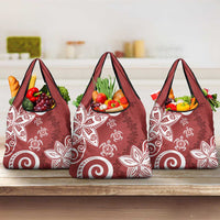 Polynesia Grocery Bag Red Tribal Turtle Floral Pattern LT05 3-pack One Size Red - Polynesian Pride