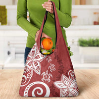 Polynesia Grocery Bag Red Tribal Turtle Floral Pattern LT05 - Polynesian Pride