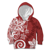 Polynesia Kid Hoodie Red Tribal Turtle Floral Pattern LT05 Hoodie Red - Polynesian Pride