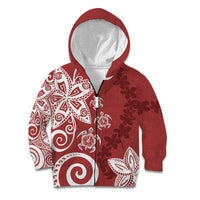 Polynesia Kid Hoodie Red Tribal Turtle Floral Pattern LT05 Zip Hoodie Red - Polynesian Pride