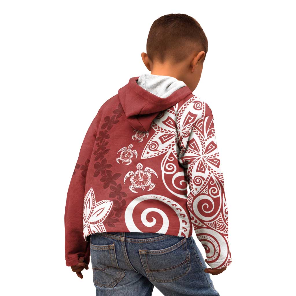 Polynesia Kid Hoodie Red Tribal Turtle Floral Pattern LT05 - Polynesian Pride