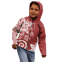Polynesia Kid Hoodie Red Tribal Turtle Floral Pattern LT05 - Polynesian Pride