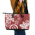 Polynesia Leather Tote Bag Red Tribal Turtle Floral Pattern