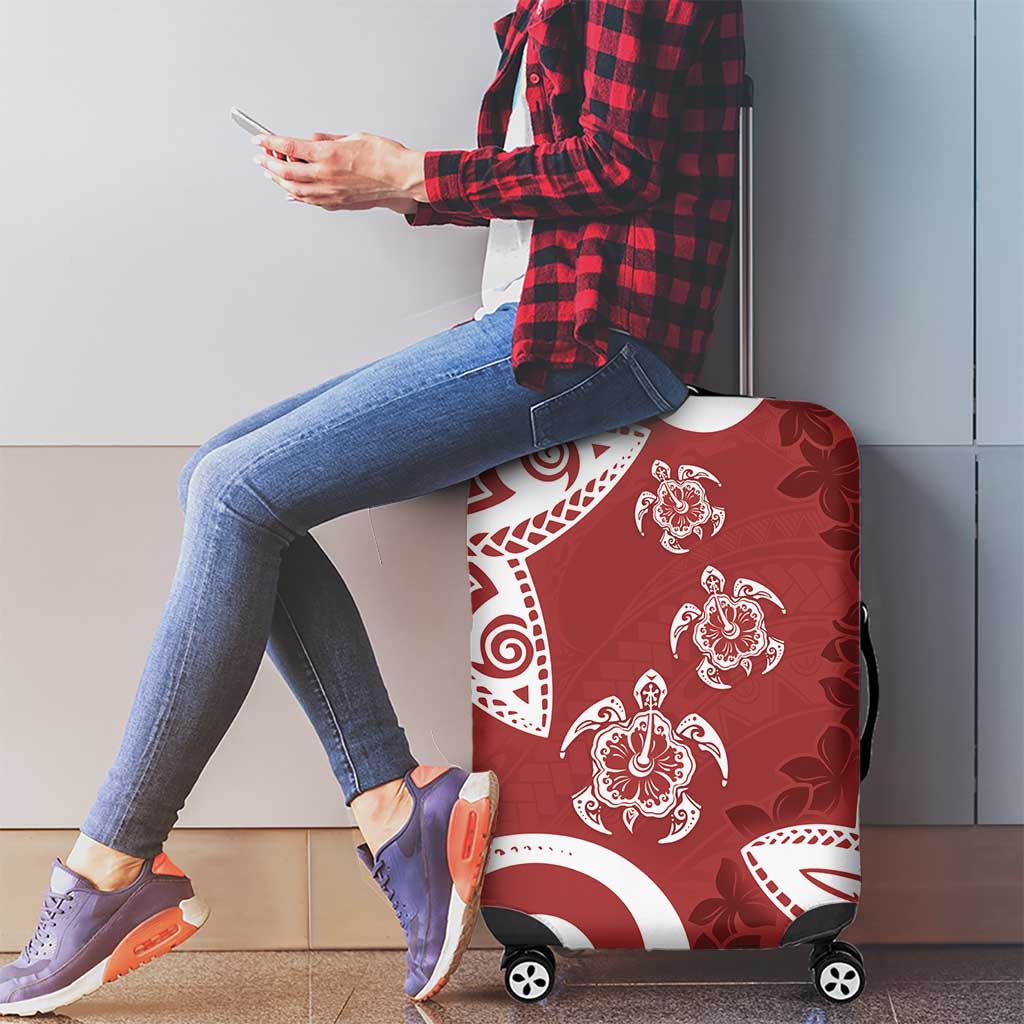 Polynesia Luggage Cover Red Tribal Turtle Floral Pattern LT05 - Polynesian Pride