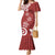 Polynesia Mermaid Dress Red Tribal Turtle Floral Pattern