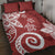 Polynesia Quilt Bed Set Red Tribal Turtle Floral Pattern