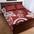 Polynesia Quilt Bed Set Red Tribal Turtle Floral Pattern