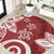 Polynesia Round Carpet Red Tribal Turtle Floral Pattern