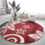 Polynesia Round Carpet Red Tribal Turtle Floral Pattern