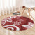 Polynesia Round Carpet Red Tribal Turtle Floral Pattern