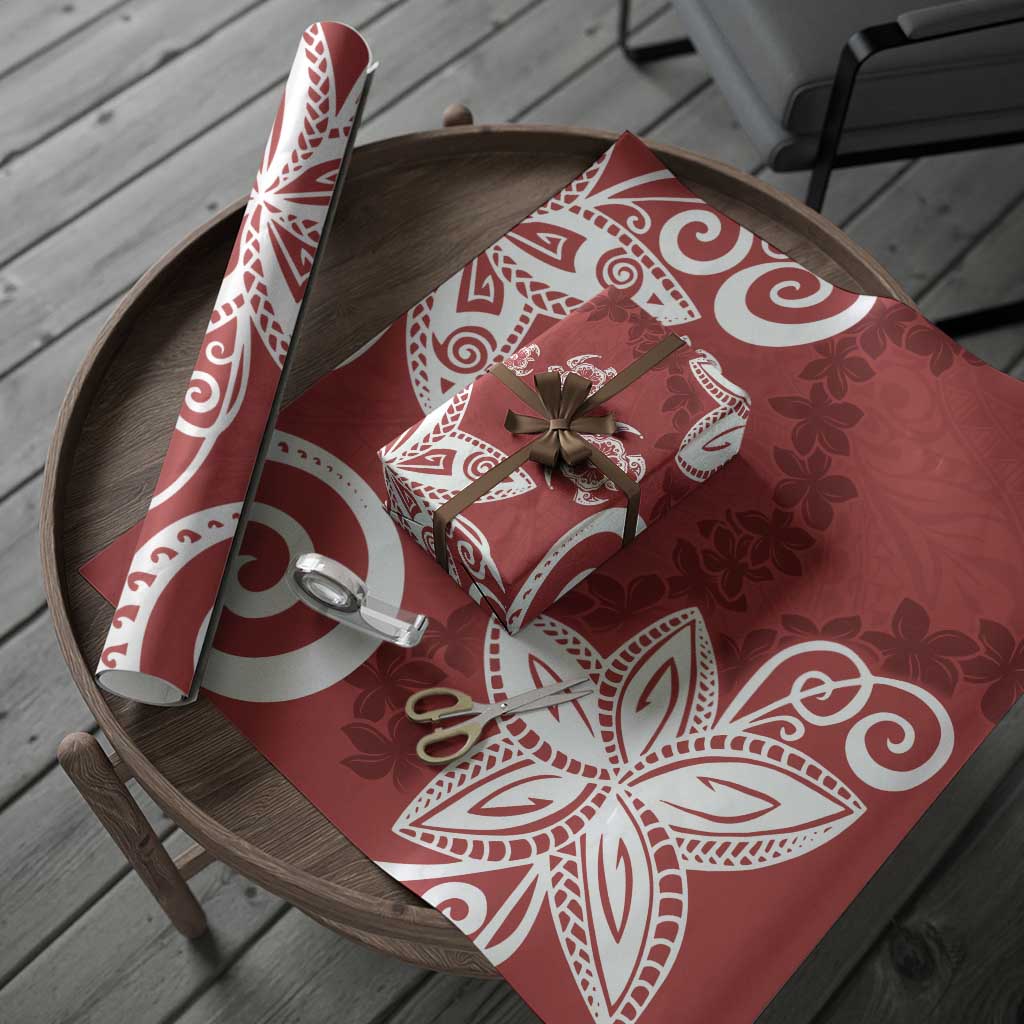 Polynesia Wrapping Paper Red Tribal Turtle Floral Pattern LT05 - Polynesian Pride