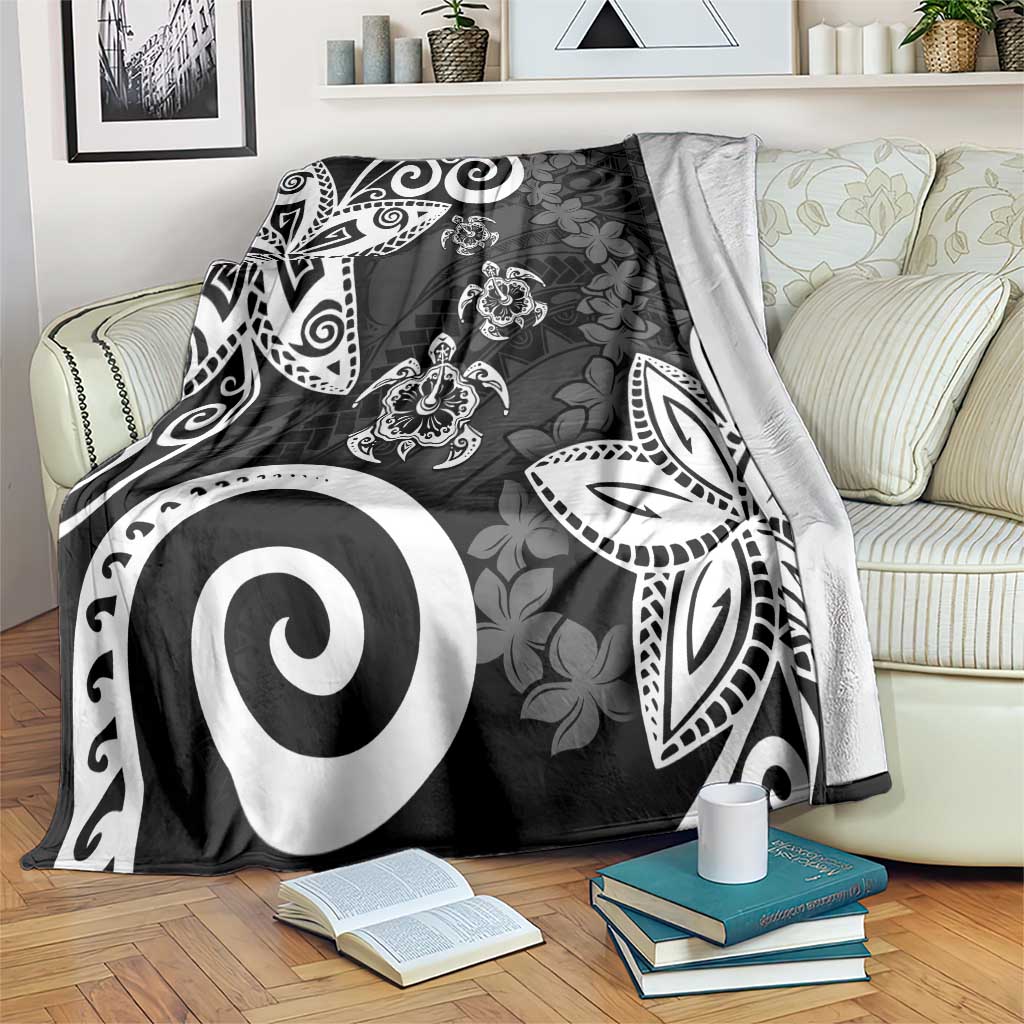 Polynesia Blanket Black Tribal Turtle Floral Pattern LT05 Black - Polynesian Pride