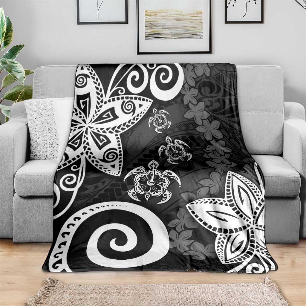 Polynesia Blanket Black Tribal Turtle Floral Pattern LT05 - Polynesian Pride
