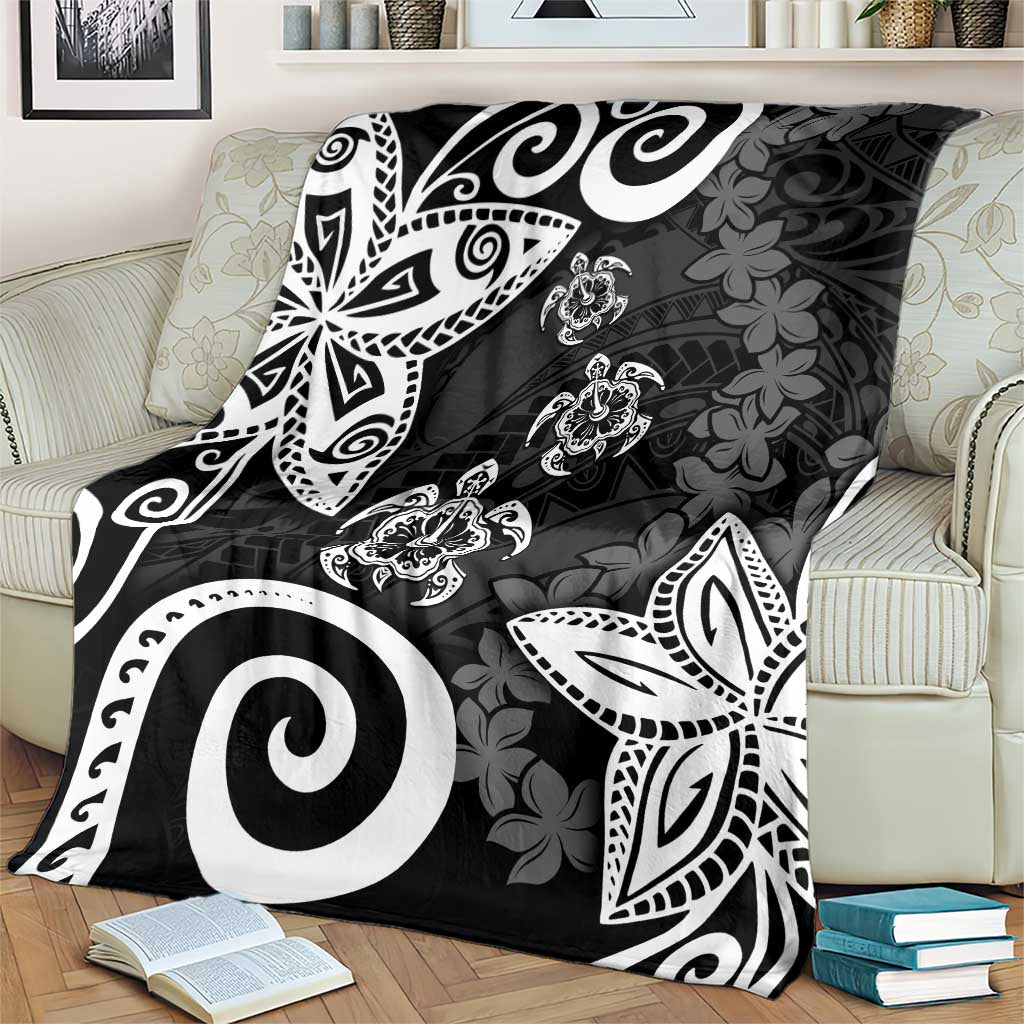 Polynesia Blanket Black Tribal Turtle Floral Pattern LT05 - Polynesian Pride