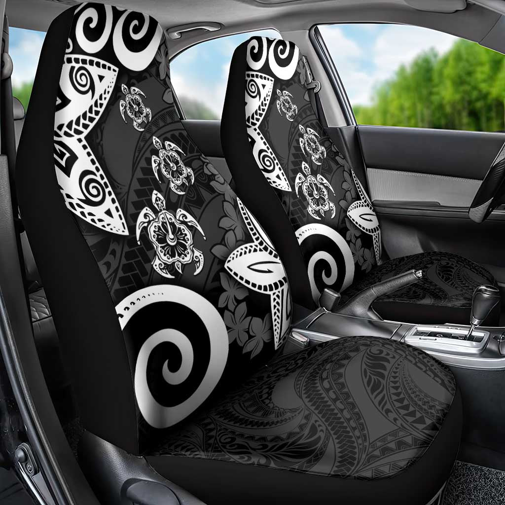 Polynesia Car Seat Cover Black Tribal Turtle Floral Pattern LT05 - Polynesian Pride