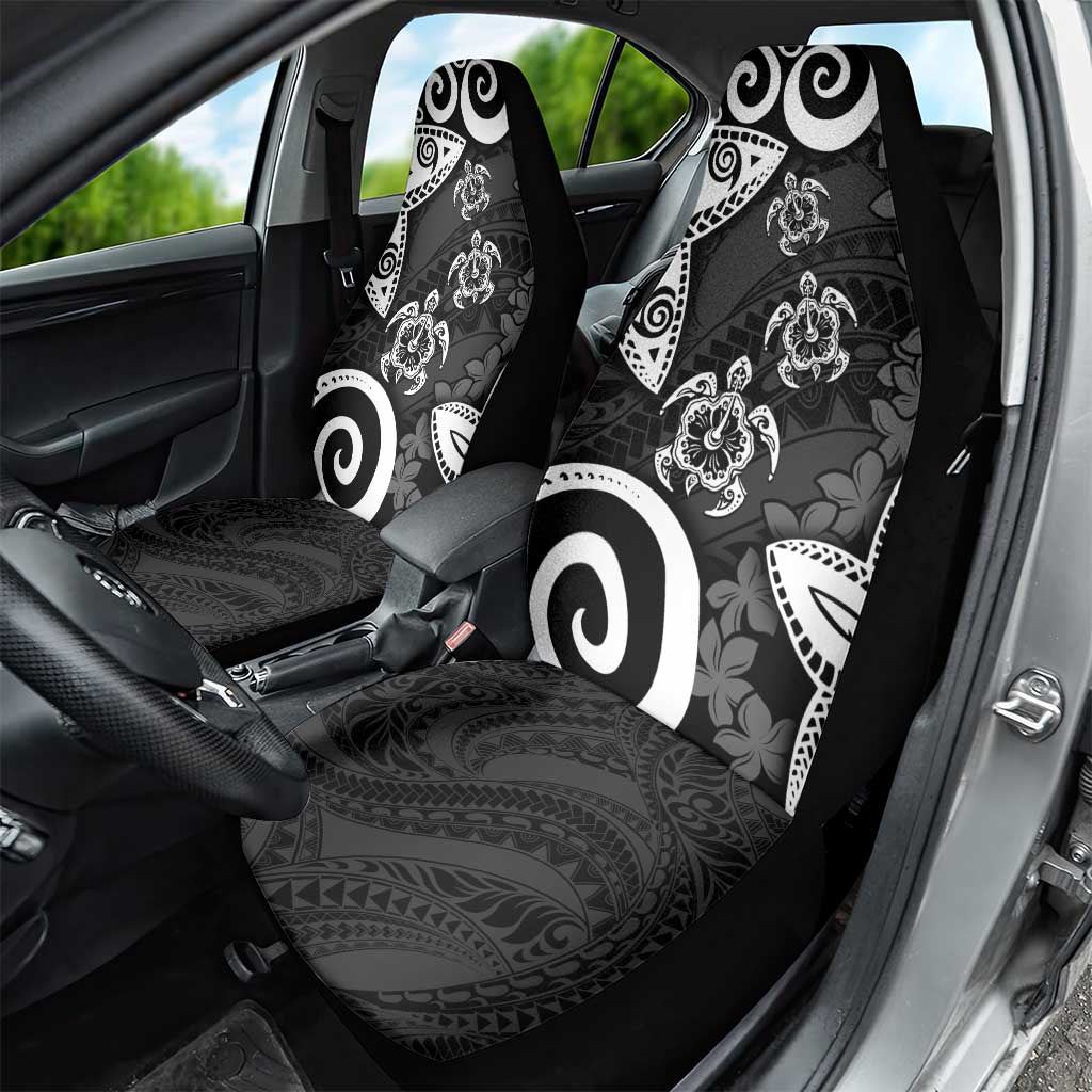 Polynesia Car Seat Cover Black Tribal Turtle Floral Pattern LT05 - Polynesian Pride
