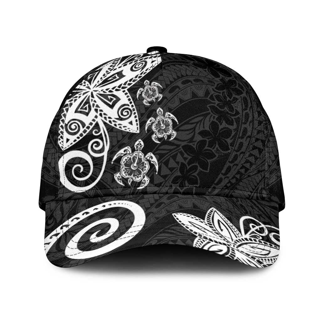 Polynesia Classic Cap Black Tribal Turtle Floral Pattern LT05 Universal Fit Black - Polynesian Pride