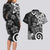 Polynesia Couples Matching Long Sleeve Bodycon Dress and Hawaiian Shirt Black Tribal Turtle Floral Pattern