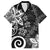 Polynesia Family Matching Off The Shoulder Long Sleeve Dress and Hawaiian Shirt Black Tribal Turtle Floral Pattern