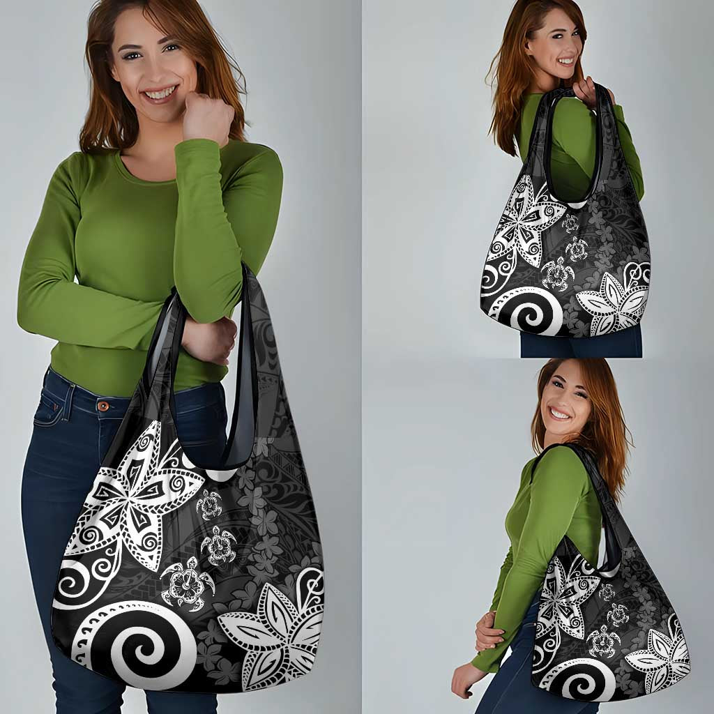 Polynesia Grocery Bag Black Tribal Turtle Floral Pattern LT05 - Polynesian Pride