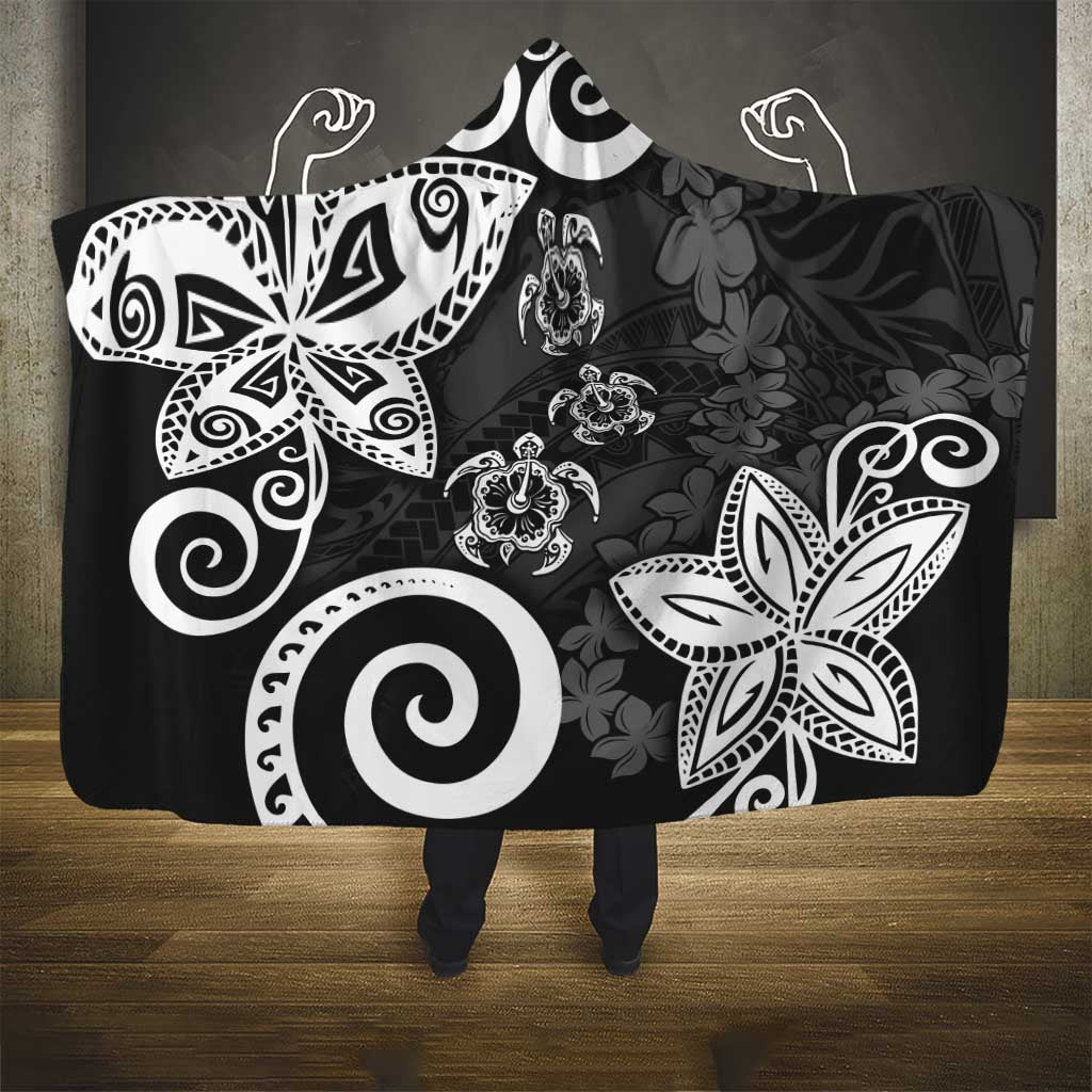 Polynesia Hooded Blanket Black Tribal Turtle Floral Pattern LT05 - Polynesian Pride