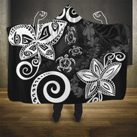 Polynesia Hooded Blanket Black Tribal Turtle Floral Pattern LT05 - Polynesian Pride