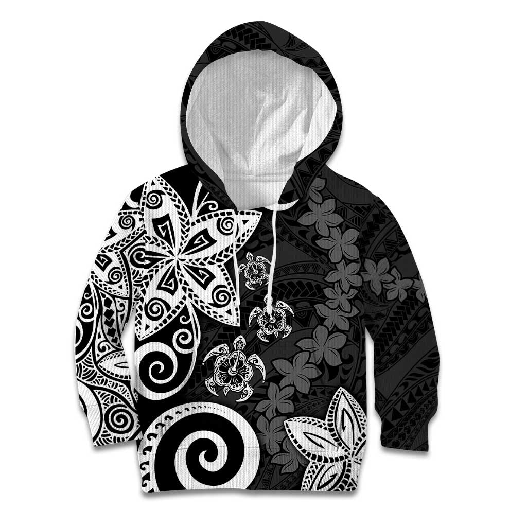 Polynesia Kid Hoodie Black Tribal Turtle Floral Pattern LT05 Hoodie Black - Polynesian Pride