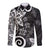 Polynesia Long Sleeve Button Shirt Black Tribal Turtle Floral Pattern