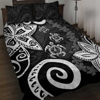 Polynesia Quilt Bed Set Black Tribal Turtle Floral Pattern LT05 Black - Polynesian Pride