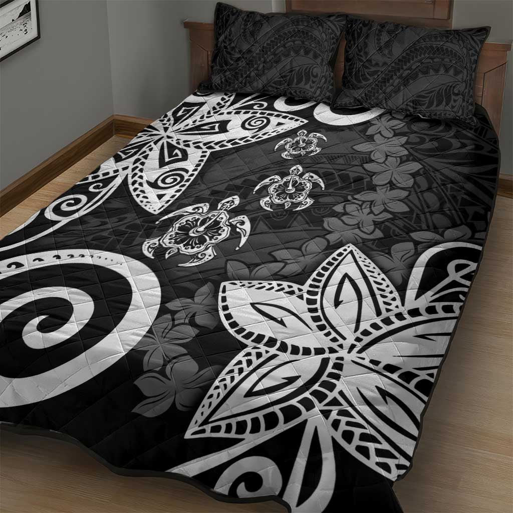 Polynesia Quilt Bed Set Black Tribal Turtle Floral Pattern LT05 - Polynesian Pride
