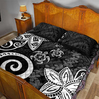 Polynesia Quilt Bed Set Black Tribal Turtle Floral Pattern LT05 - Polynesian Pride