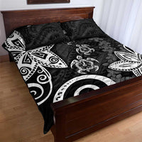 Polynesia Quilt Bed Set Black Tribal Turtle Floral Pattern LT05 - Polynesian Pride