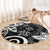 Polynesia Round Carpet Black Tribal Turtle Floral Pattern