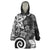 Polynesia Wearable Blanket Hoodie Black Tribal Turtle Floral Pattern