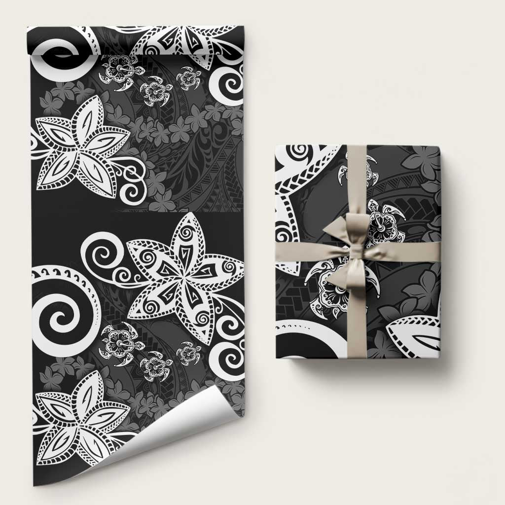 Polynesia Wrapping Paper Black Tribal Turtle Floral Pattern LT05 58" × 23" Black - Polynesian Pride