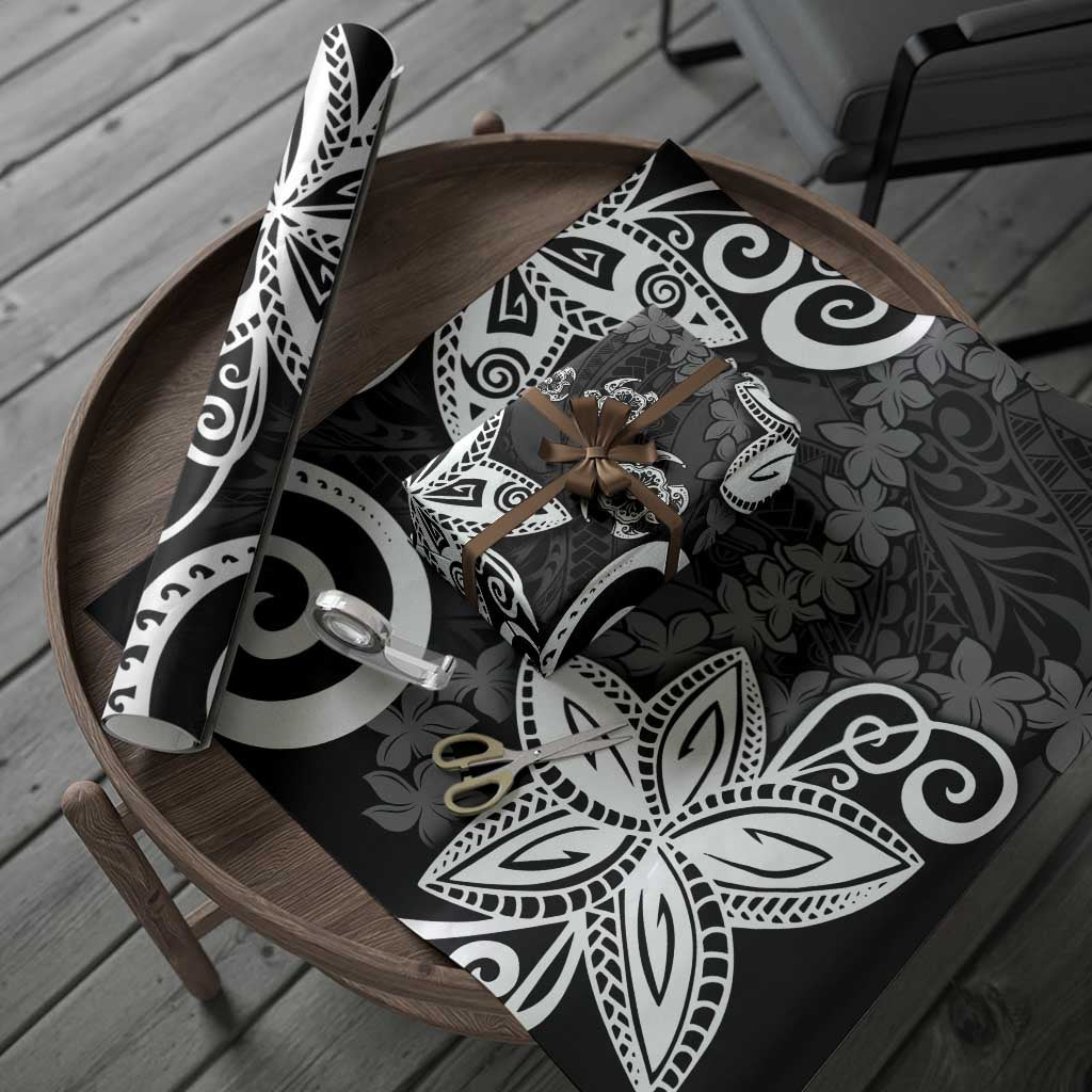 Polynesia Wrapping Paper Black Tribal Turtle Floral Pattern LT05 - Polynesian Pride