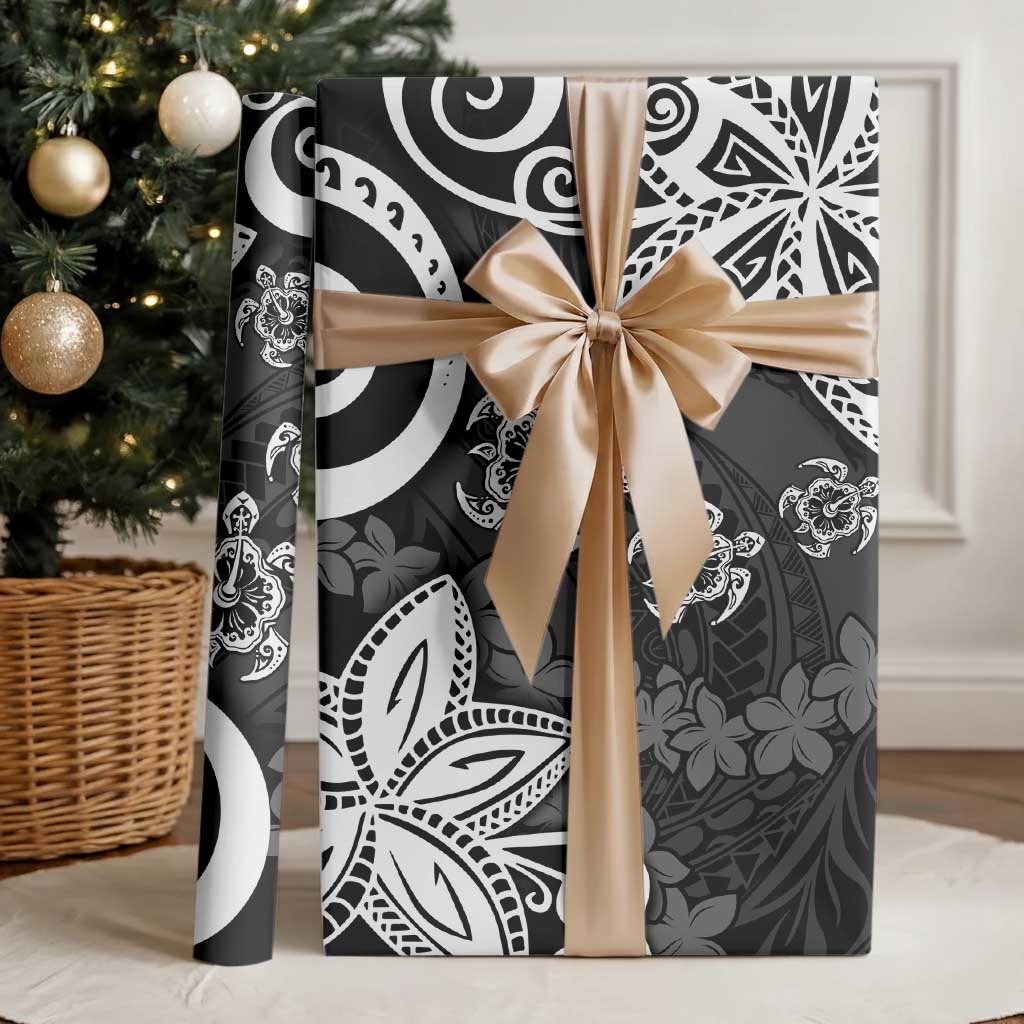 Polynesia Wrapping Paper Black Tribal Turtle Floral Pattern LT05 - Polynesian Pride