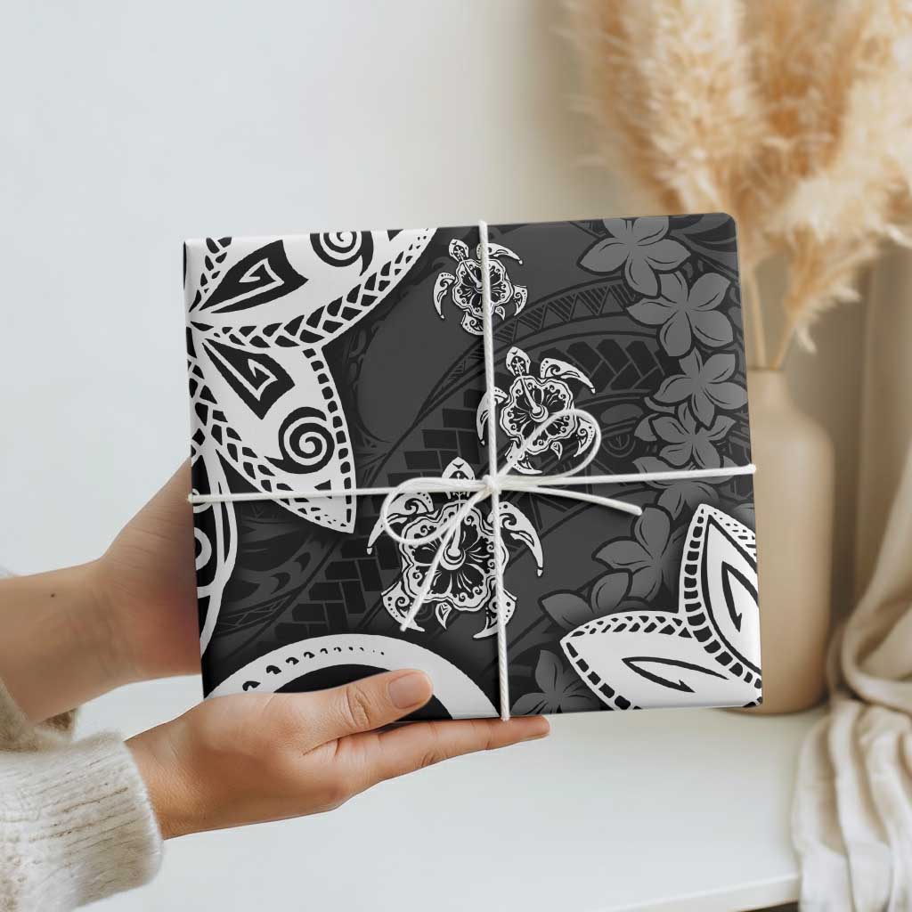 Polynesia Wrapping Paper Black Tribal Turtle Floral Pattern LT05 - Polynesian Pride