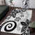 Polynesia Area Rug White Tribal Turtle Floral Pattern