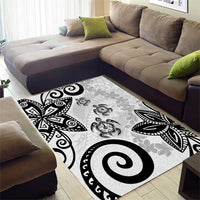 Polynesia Area Rug White Tribal Turtle Floral Pattern LT05 - Polynesian Pride