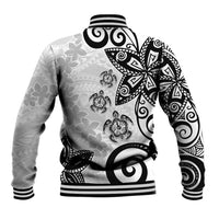 Polynesia Baseball Jacket White Tribal Turtle Floral Pattern LT05 - Polynesian Pride