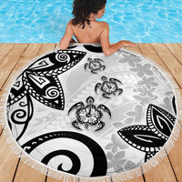 Polynesia Beach Blanket White Tribal Turtle Floral Pattern LT05 - Polynesian Pride