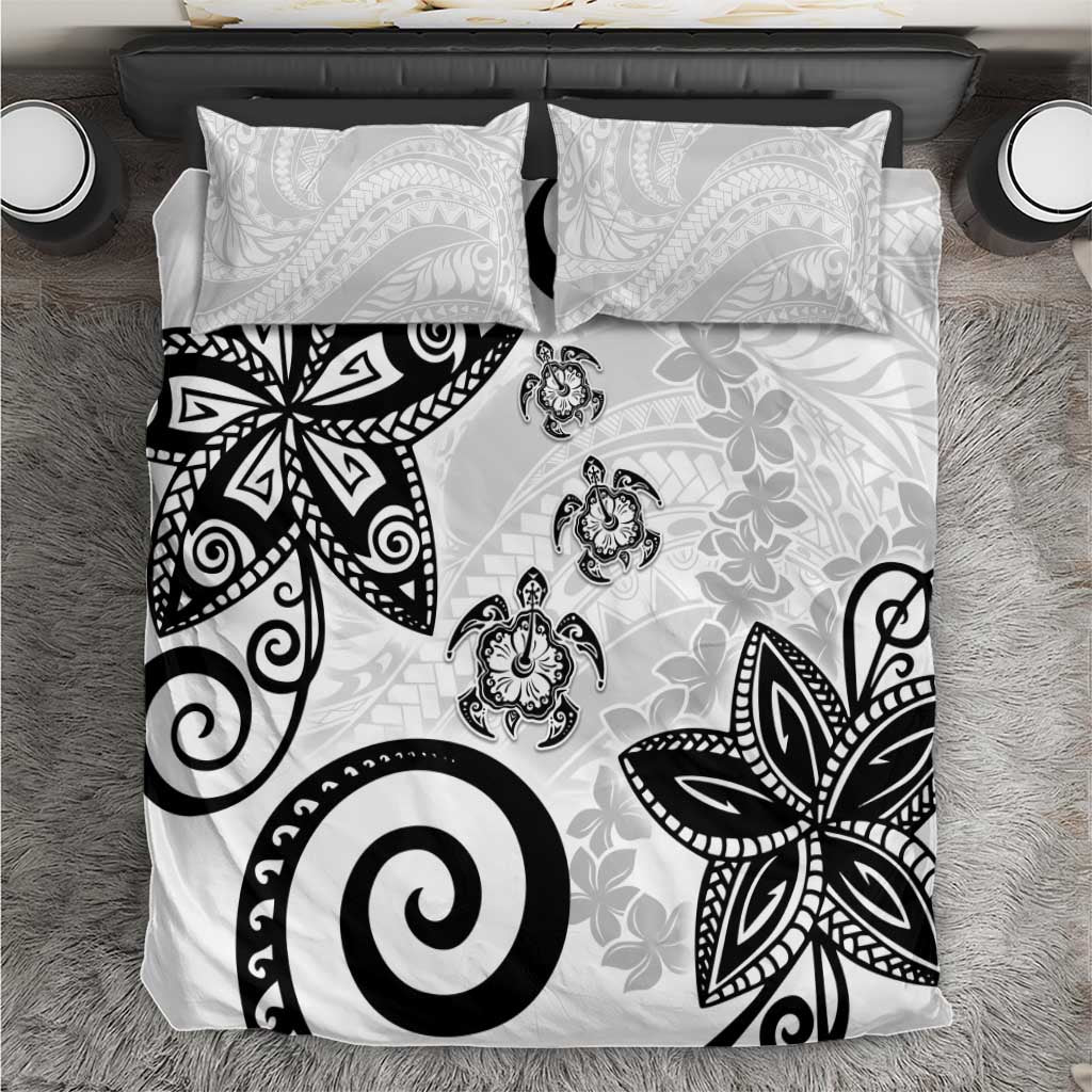 Polynesia Bedding Set White Tribal Turtle Floral Pattern