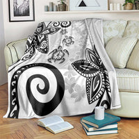 Polynesia Blanket White Tribal Turtle Floral Pattern LT05 White - Polynesian Pride