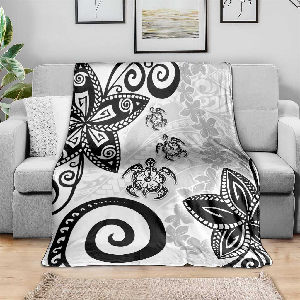 Polynesia Blanket White Tribal Turtle Floral Pattern LT05 - Polynesian Pride