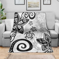 Polynesia Blanket White Tribal Turtle Floral Pattern LT05 - Polynesian Pride