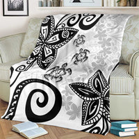 Polynesia Blanket White Tribal Turtle Floral Pattern LT05 - Polynesian Pride